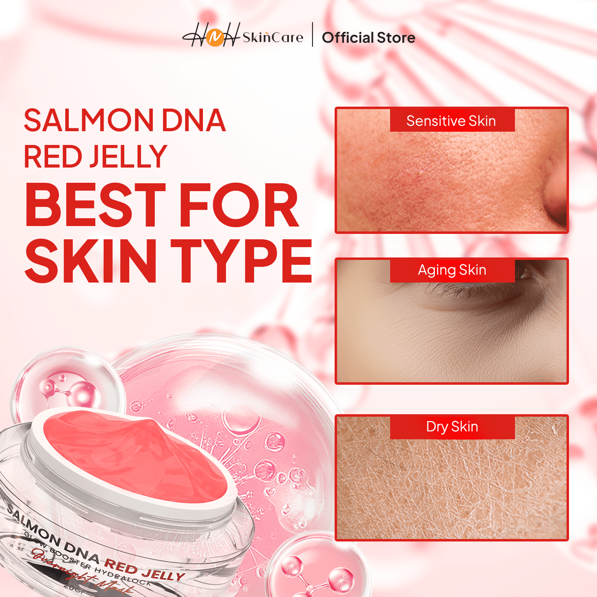 Signature by Kamila - Salmon DNA Red Jelly - Sleeping Masker Salmon DNA untuk Kulit Glowing - hnhskincare