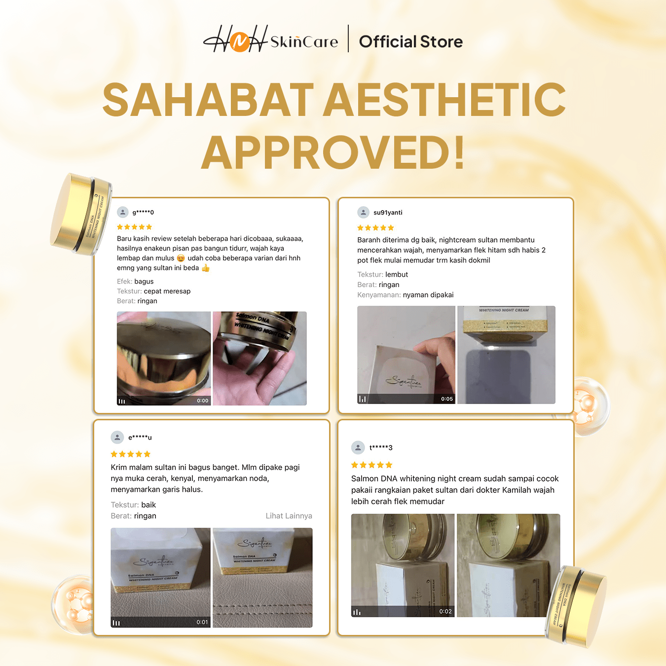 Signature by Kamila - Salmon DNA Whitening Night Cream - Krim Malam Mencerahkan Wajah dan Anti - Aging - hnhskincare