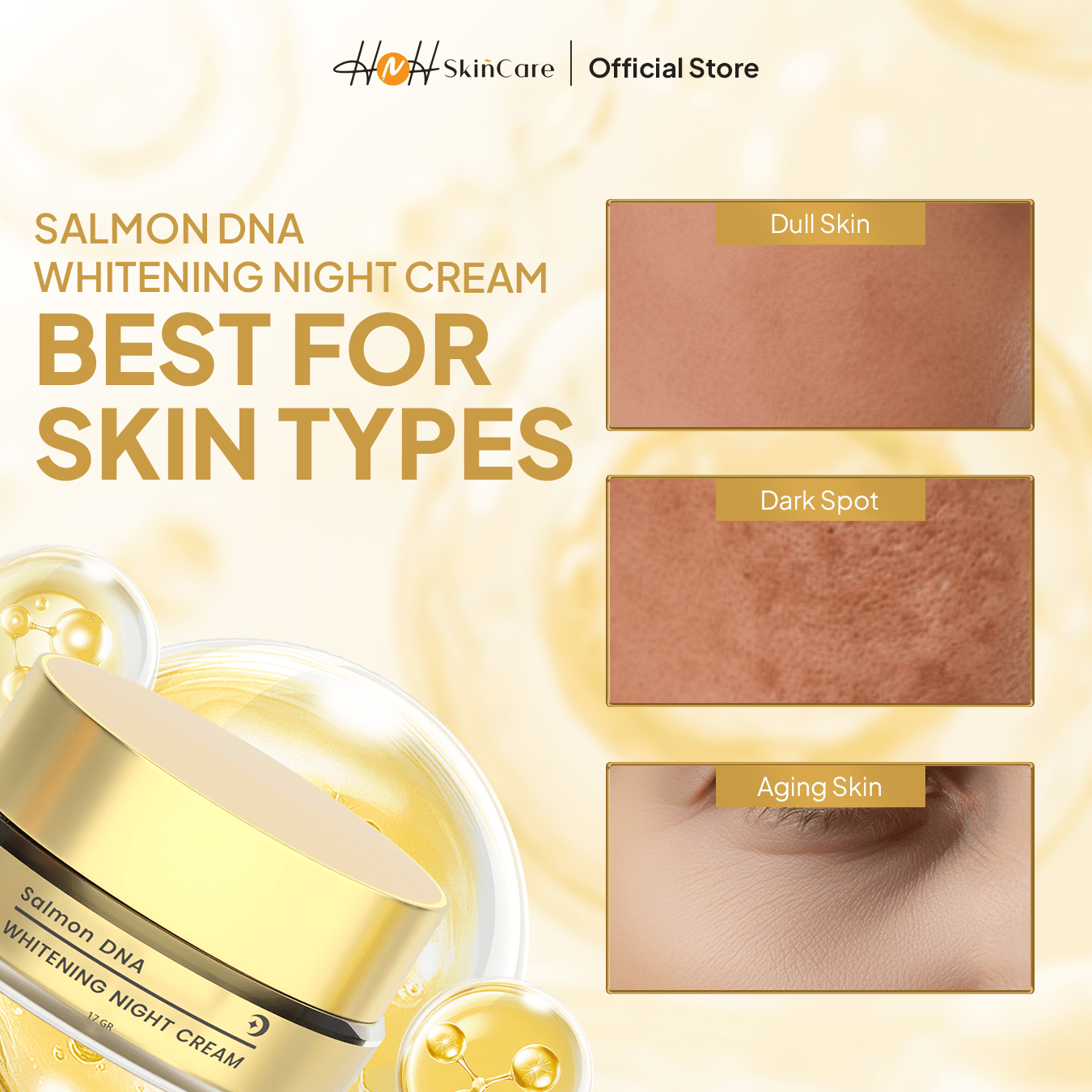 Signature by Kamila - Salmon DNA Whitening Night Cream - Krim Malam Mencerahkan Wajah dan Anti - Aging - hnhskincare