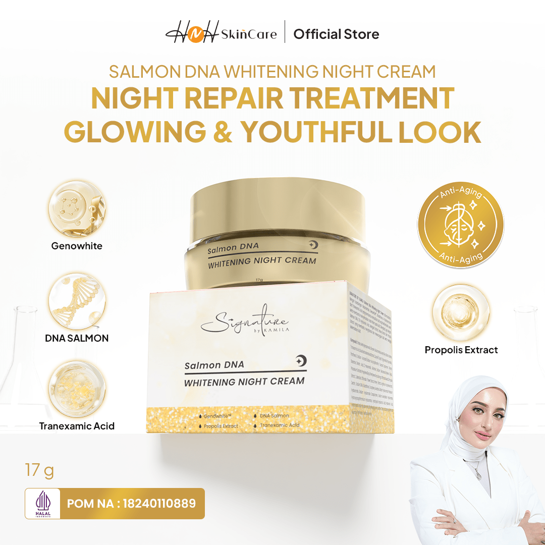 Signature by Kamila - Salmon DNA Whitening Night Cream - Krim Malam Mencerahkan Wajah dan Anti - Aging - hnhskincare