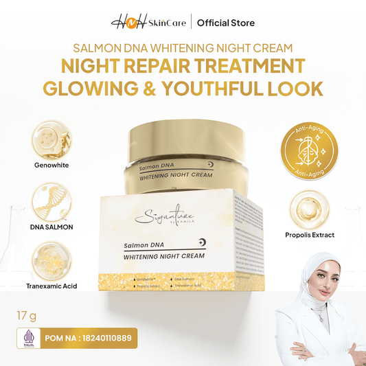 Signature by Kamila - Salmon DNA Whitening Night Cream - Krim Malam Mencerahkan Wajah dan Anti - Aging - hnhskincare