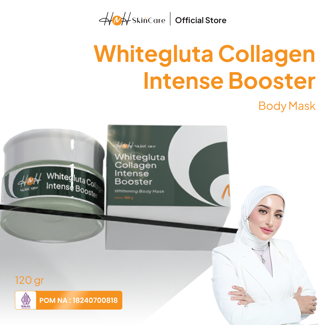 HNH Skincare - Whitegluta Collagen Intense Booster Whitening Body Mask - Masker Badan Body Bleaching Pencerah