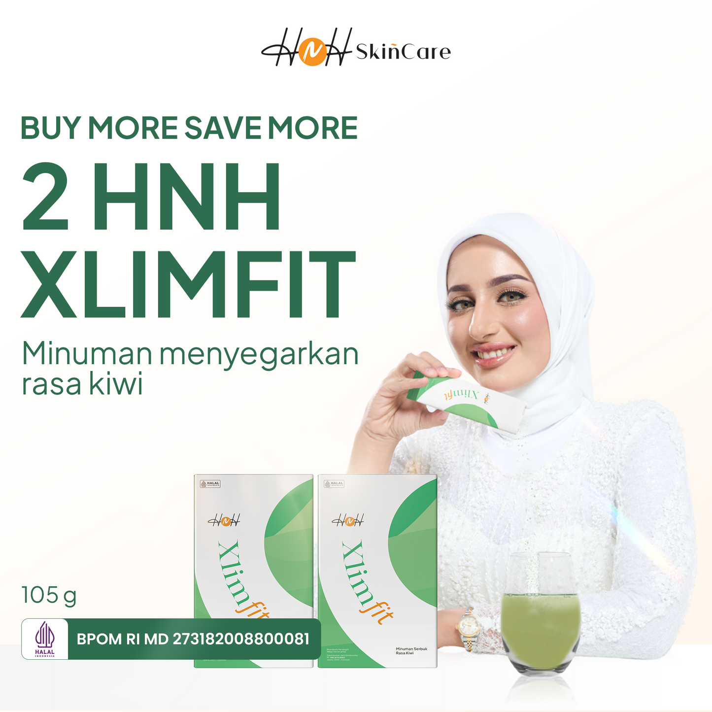 HNH Xlimfit - Bundling 2 Minuman Fiber Rasa Kiwi - Fiber Drink untuk Pendamping Diet dan Pencernaan